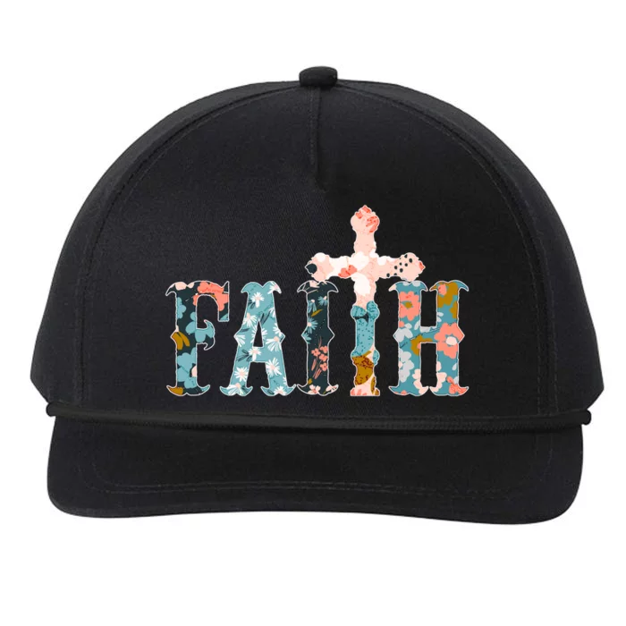 Floral Flower Print Faith Snapback Five-Panel Rope Hat