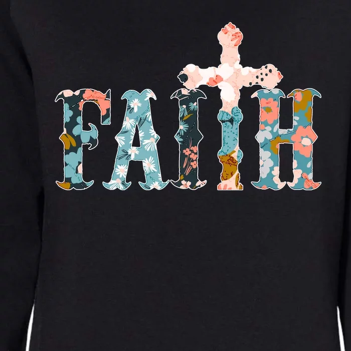 Floral Flower Print Faith Womens California Wash Sweatshirt