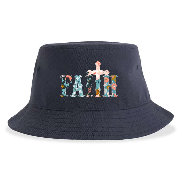 Floral Flower Print Faith Sustainable Bucket Hat