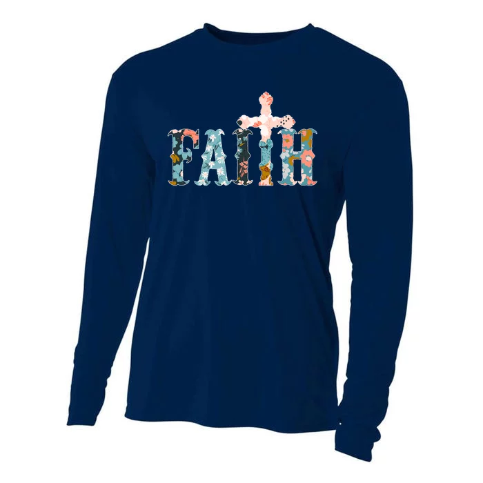 Floral Flower Print Faith Cooling Performance Long Sleeve Crew