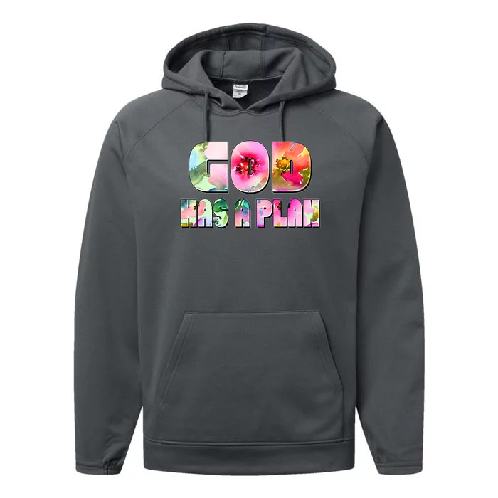 Floral Flower Print God Has A Plan Performance Fleece Hoodie