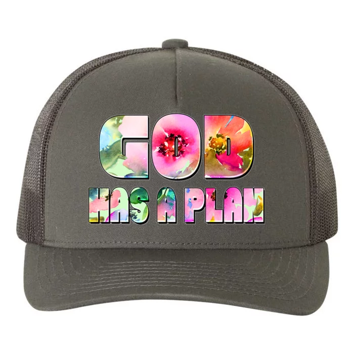 Floral Flower Print God Has A Plan Yupoong Adult 5-Panel Trucker Hat