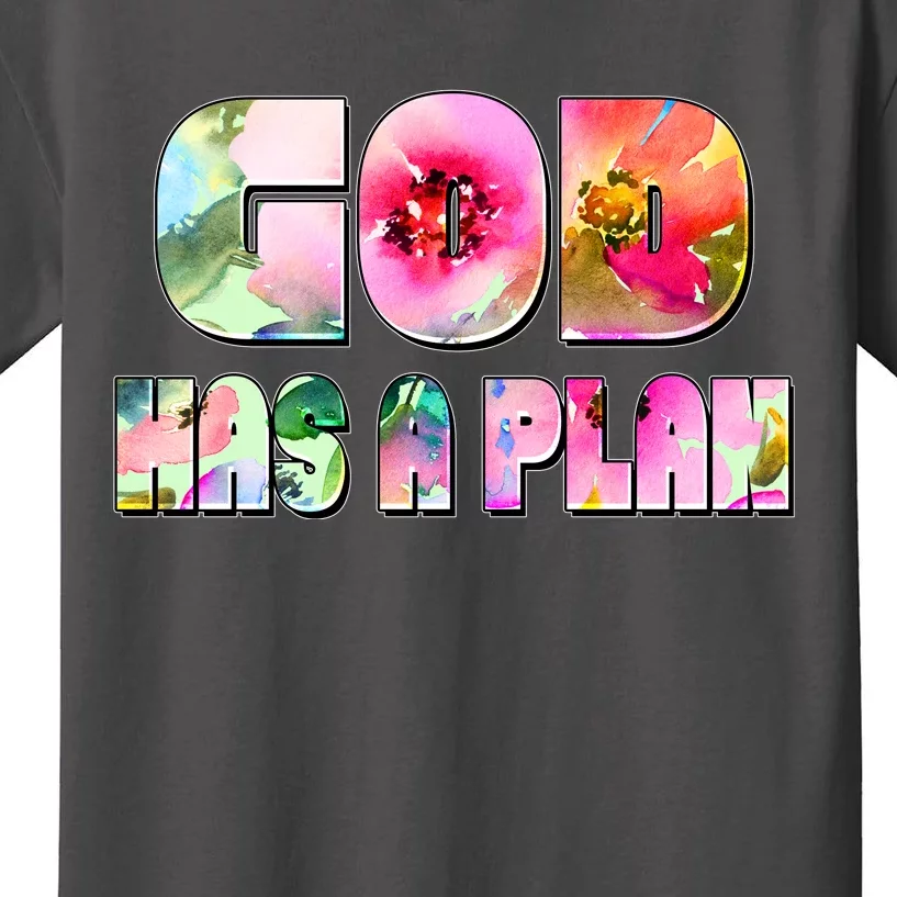 Floral Flower Print God Has A Plan Kids T-Shirt