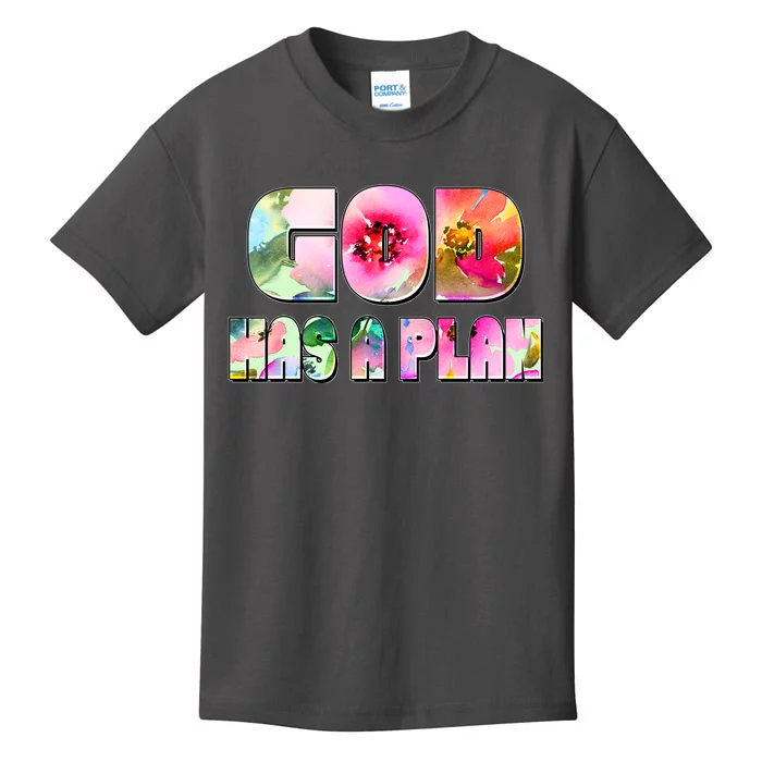 Floral Flower Print God Has A Plan Kids T-Shirt