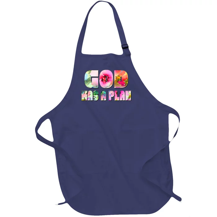 Floral Flower Print God Has A Plan Full-Length Apron With Pocket