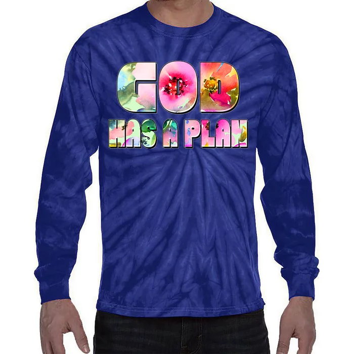 Floral Flower Print God Has A Plan Tie-Dye Long Sleeve Shirt