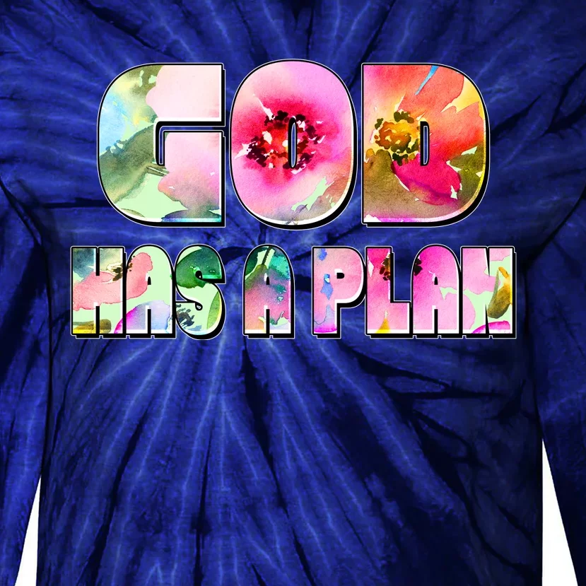 Floral Flower Print God Has A Plan Tie-Dye Long Sleeve Shirt