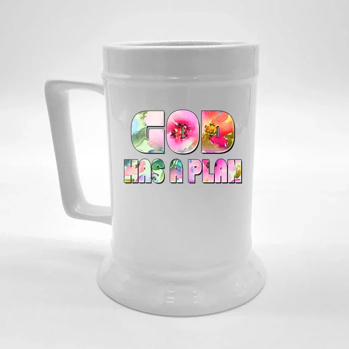 Floral Flower Print God Has A Plan Front & Back Beer Stein