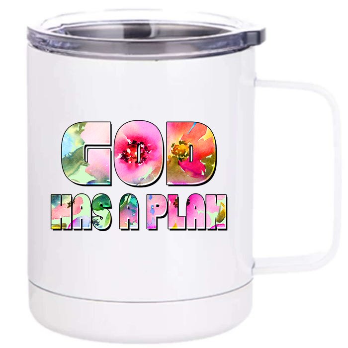 Floral Flower Print God Has A Plan Front & Back 12oz Stainless Steel Tumbler Cup