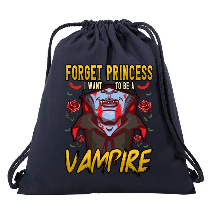 Funny Forget Princess I Want To Be A Vampire Halloween Gift Drawstring Bag