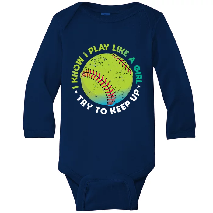 Funny Fastpitch Pitcher Softball Game Gift Gift Baby Long Sleeve Bodysuit