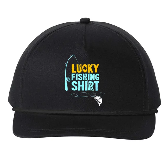 Funny Fishing Pole Lucky Fishing For A Fisherman Gift Snapback Five-Panel Rope Hat