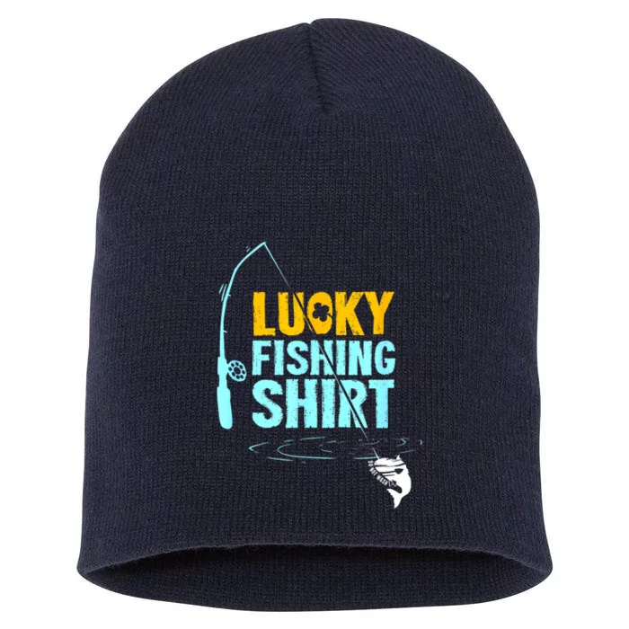 Funny Fishing Pole Lucky Fishing For A Fisherman Gift Short Acrylic Beanie