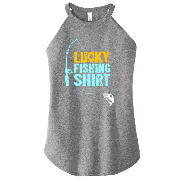 Funny Fishing Pole Lucky Fishing For A Fisherman Gift Women’s Perfect Tri Rocker Tank