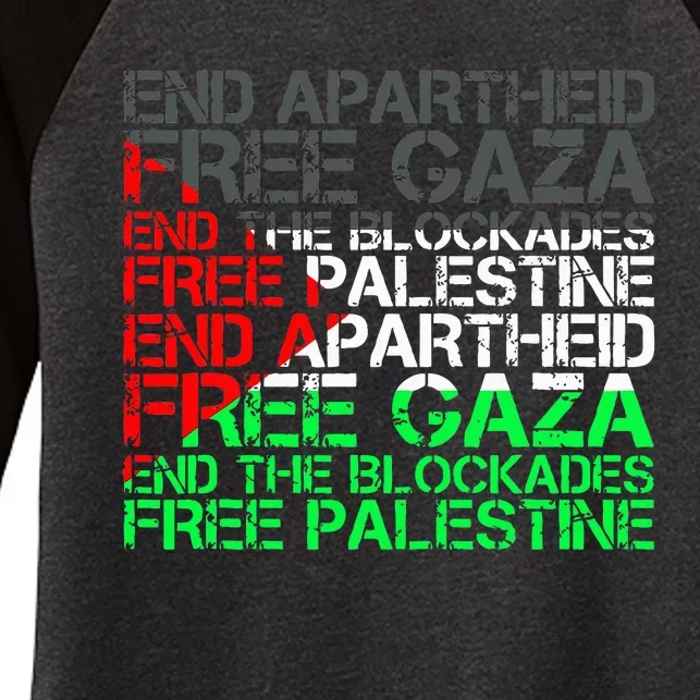 flag Free Palestine Arabic Palestine Gaza Jerusalem Women's Tri-Blend 3/4-Sleeve Raglan Shirt