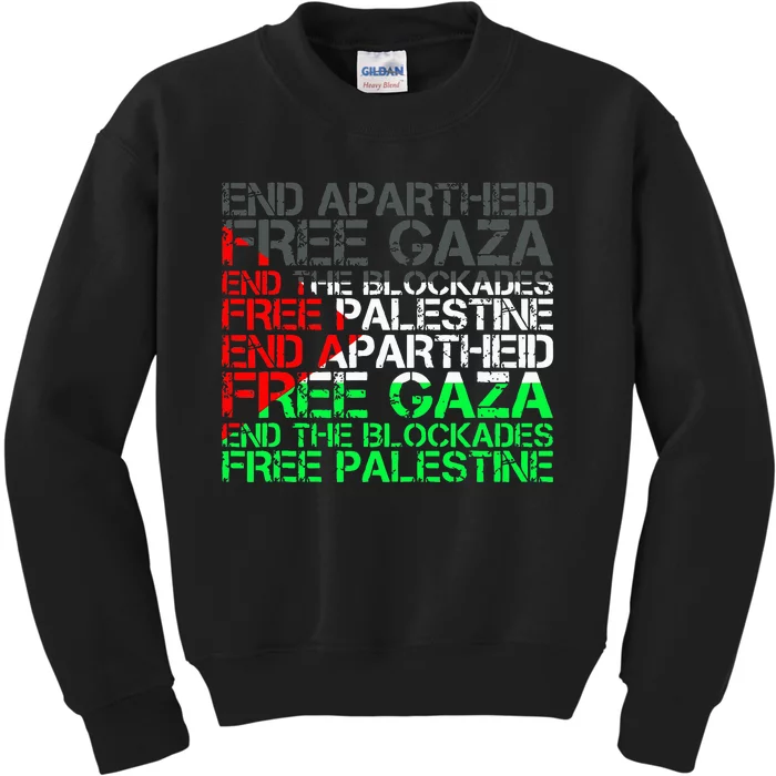 flag Free Palestine Arabic Palestine Gaza Jerusalem Kids Sweatshirt