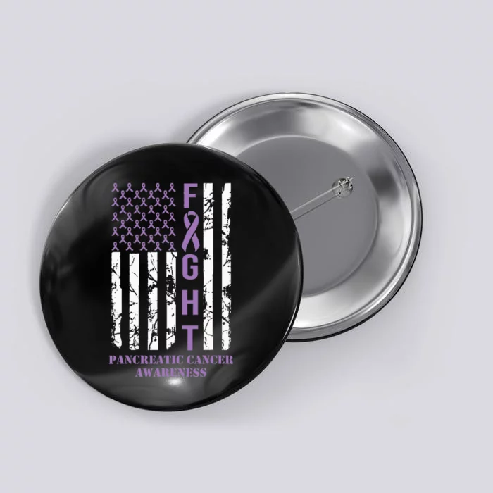 Fight Flag Purple Ribbon Support Pancreatic Cancer Awareness Button