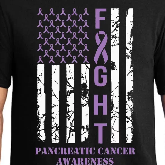 Fight Flag Purple Ribbon Support Pancreatic Cancer Awareness Pajama Set