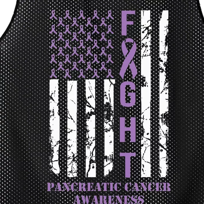 Fight Flag Purple Ribbon Support Pancreatic Cancer Awareness Mesh Reversible Basketball Jersey Tank