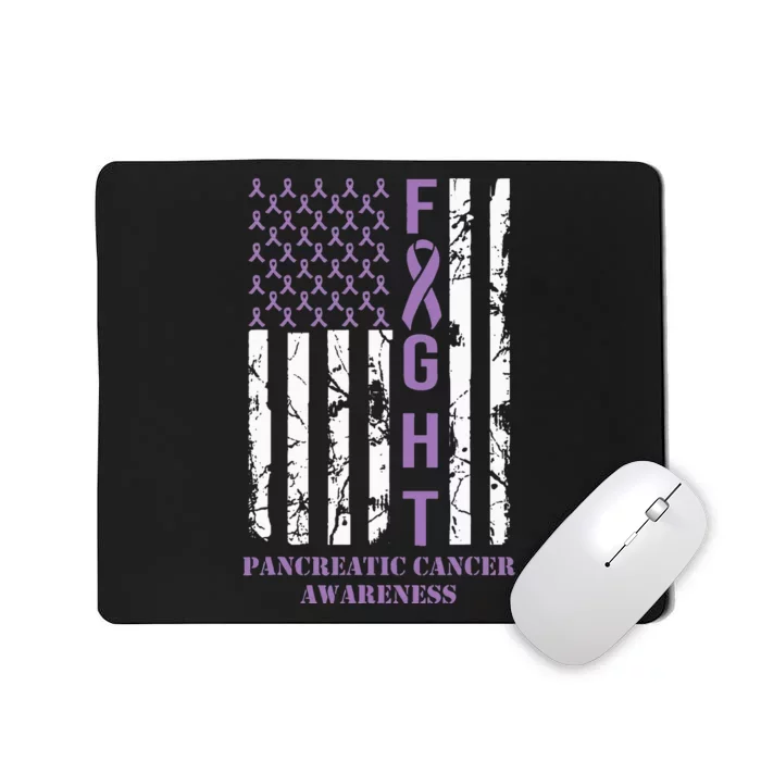 Fight Flag Purple Ribbon Support Pancreatic Cancer Awareness Mousepad