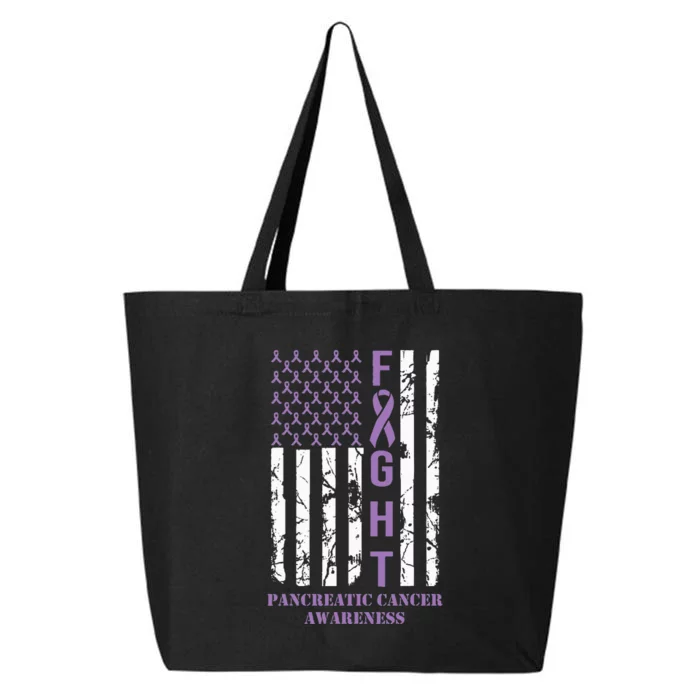 Fight Flag Purple Ribbon Support Pancreatic Cancer Awareness 25L Jumbo Tote