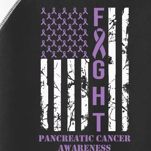 Fight Flag Purple Ribbon Support Pancreatic Cancer Awareness Toddler Fine Jersey T-Shirt