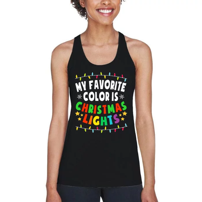 Festive Family Pajamas Celebrate with Christmas Lights Women's Racerback Tank