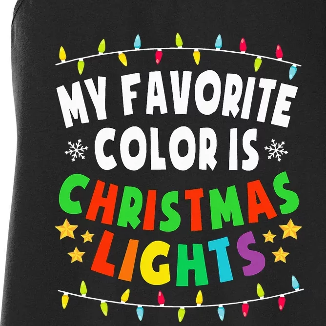 Festive Family Pajamas Celebrate with Christmas Lights Women's Racerback Tank