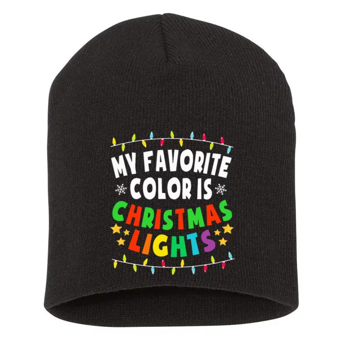 Festive Family Pajamas Celebrate with Christmas Lights Short Acrylic Beanie