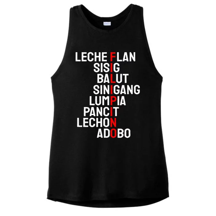 Funny Filipino Popular Food List Phillipines Filipino Ladies Tri-Blend Wicking Tank