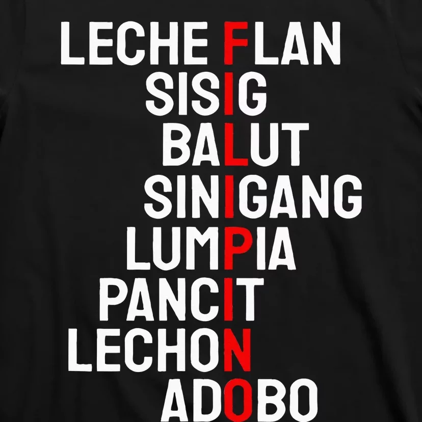 Funny Filipino Popular Food List Phillipines Filipino T-Shirt