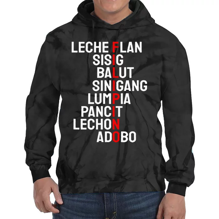 Funny Filipino Popular Food List Phillipines Filipino Tie Dye Hoodie