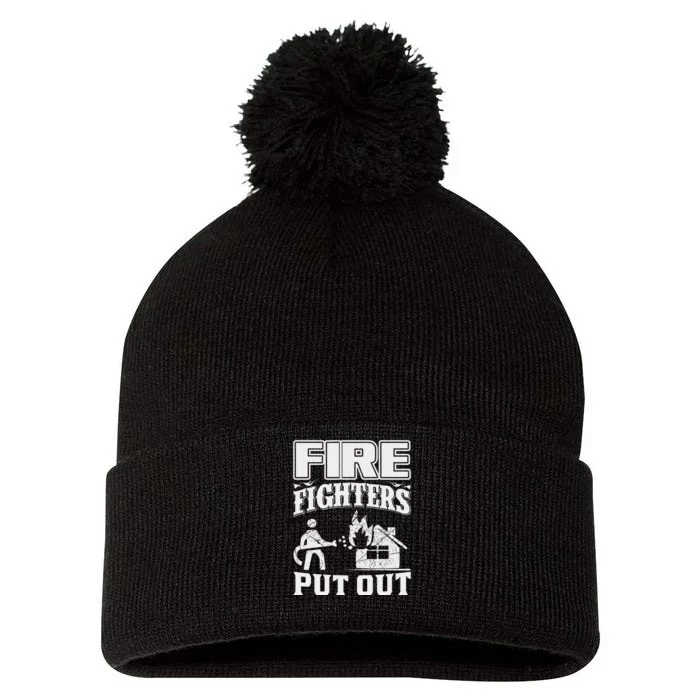 Fire Firefighters Put Out Pom Pom 12in Knit Beanie