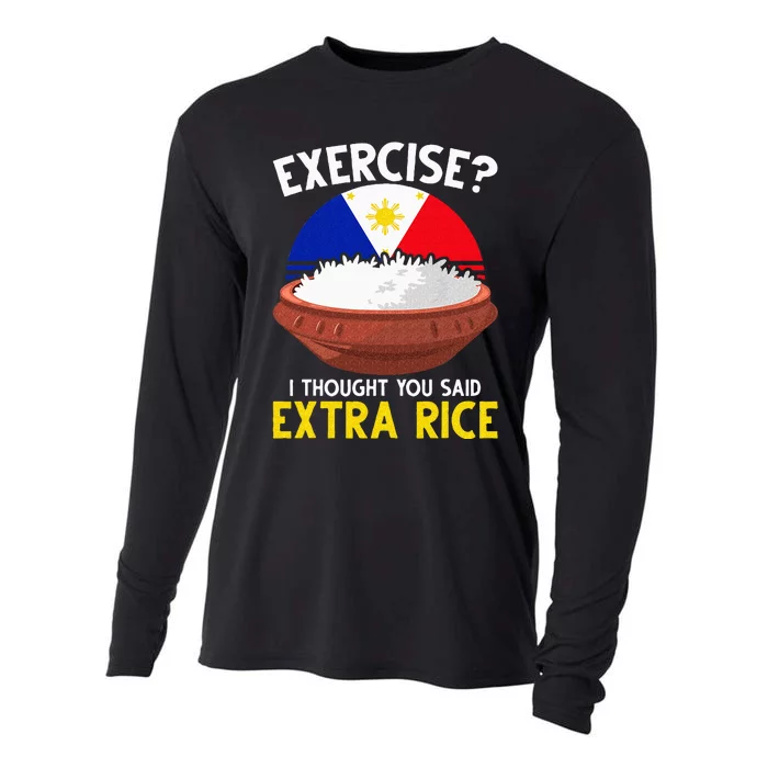 Funny Filipino Pride Extra Rice Filipina Proud Philippines Cooling Performance Long Sleeve Crew