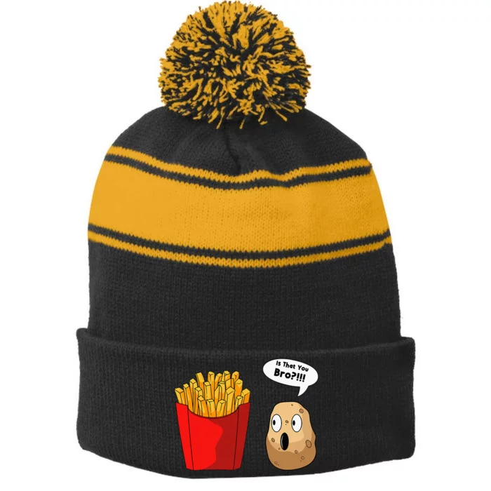 French Fries Potatoes Snack Finger Chips French Fried Stripe Pom Pom Beanie