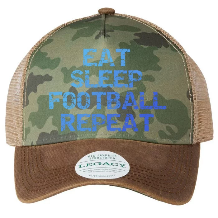 Funny Football Player Gift Eat Sleep Football Repeat Gift Legacy Tie Dye Trucker Hat