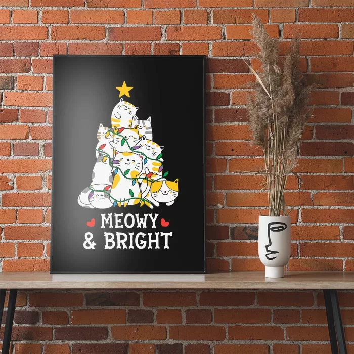 Festive Feline Pajamas Hilarious Christmas Tree Design Poster