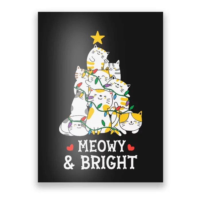 Festive Feline Pajamas Hilarious Christmas Tree Design Poster