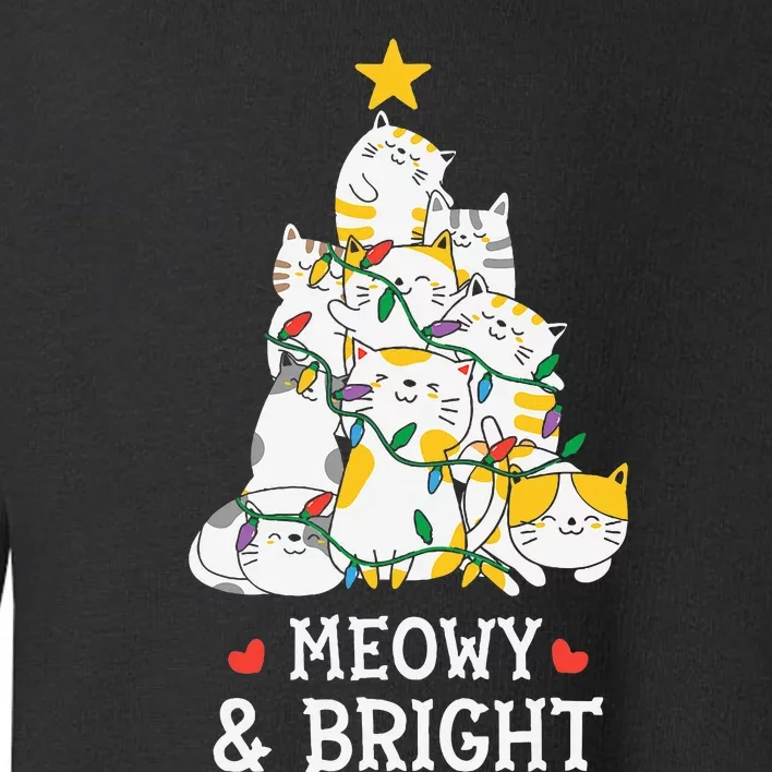 Festive Feline Pajamas Hilarious Christmas Tree Design Toddler Sweatshirt