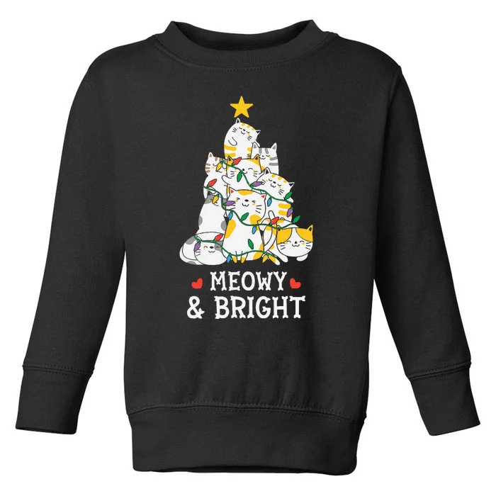 Festive Feline Pajamas Hilarious Christmas Tree Design Toddler Sweatshirt