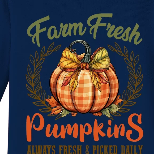 Farm Fresh Pumpkins Fun Autumn Halloween Thanksgiving Fall Baby Long Sleeve Bodysuit