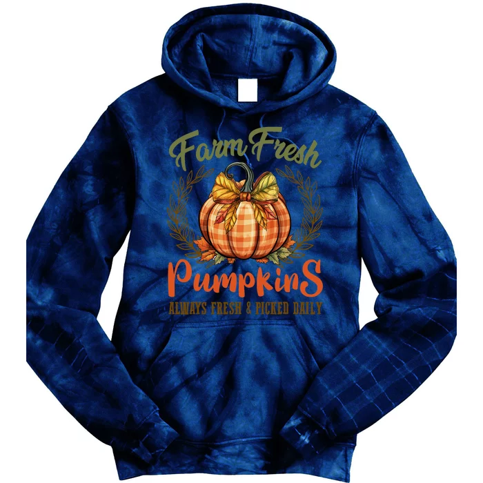 Farm Fresh Pumpkins Fun Autumn Halloween Thanksgiving Fall Tie Dye Hoodie