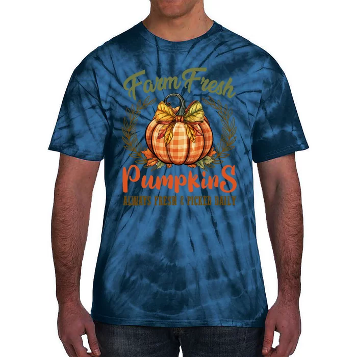 Farm Fresh Pumpkins Fun Autumn Halloween Thanksgiving Fall Tie-Dye T-Shirt