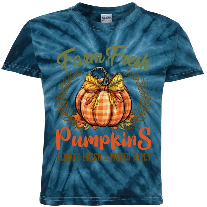 Farm Fresh Pumpkins Fun Autumn Halloween Thanksgiving Fall Kids Tie-Dye T-Shirt