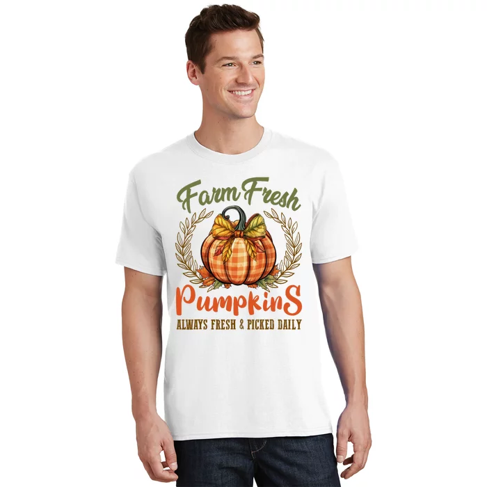 Farm Fresh Pumpkins Fun Autumn Halloween Thanksgiving Fall T-Shirt