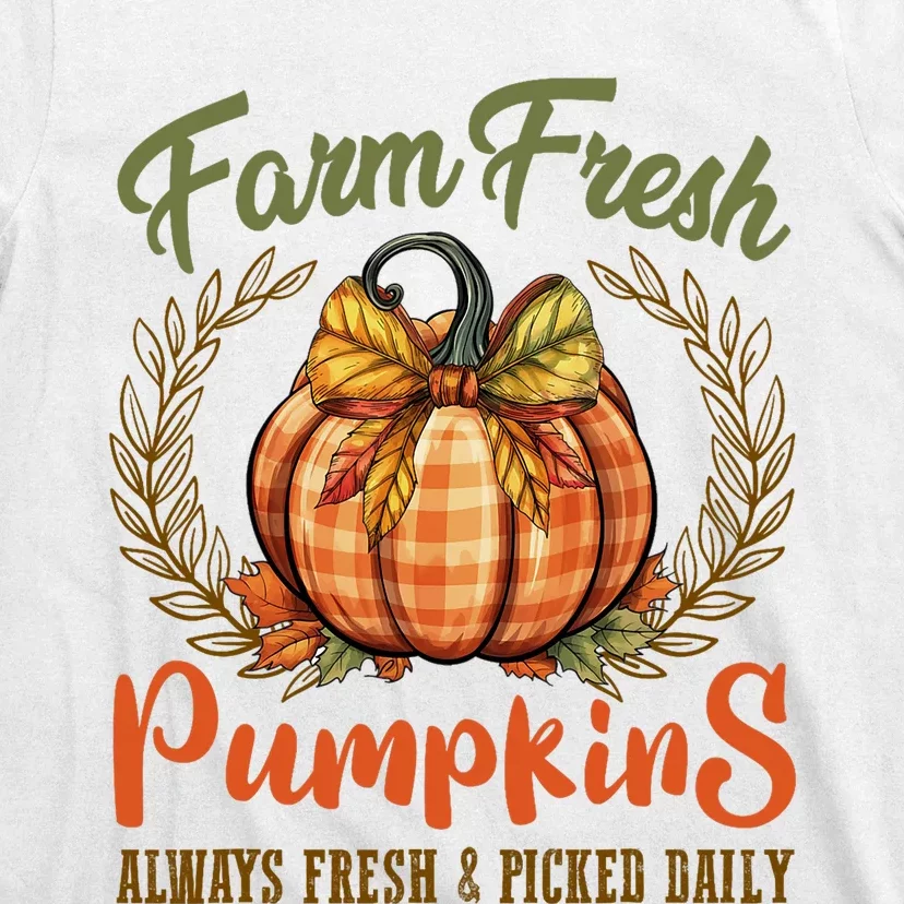 Farm Fresh Pumpkins Fun Autumn Halloween Thanksgiving Fall T-Shirt