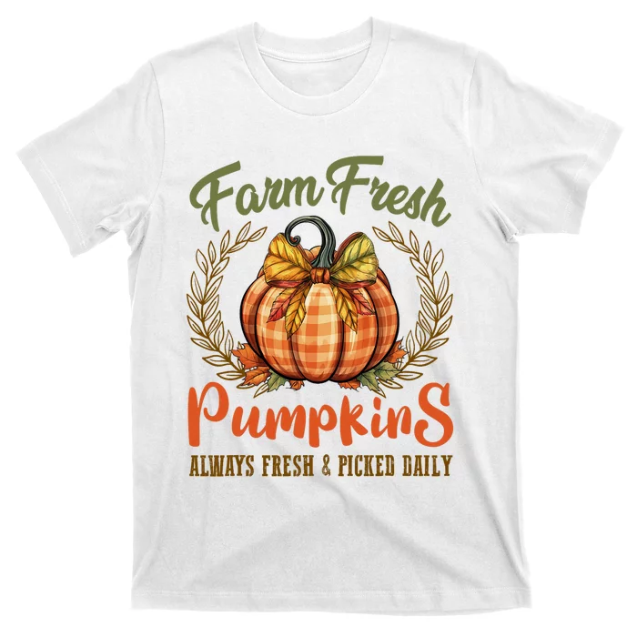 Farm Fresh Pumpkins Fun Autumn Halloween Thanksgiving Fall T-Shirt