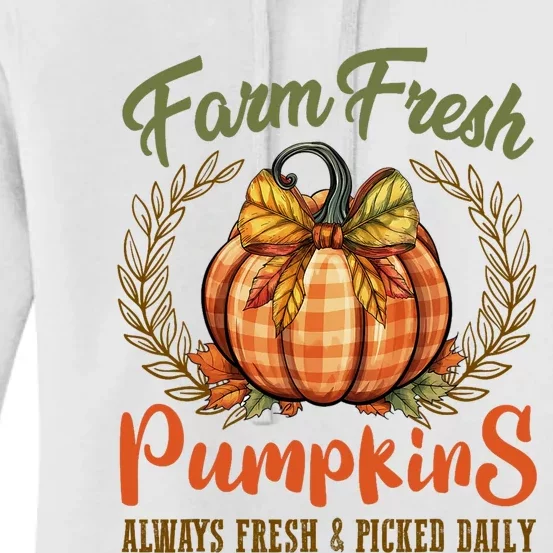 Farm Fresh Pumpkins Fun Autumn Halloween Thanksgiving Fall Women's Pullover Hoodie