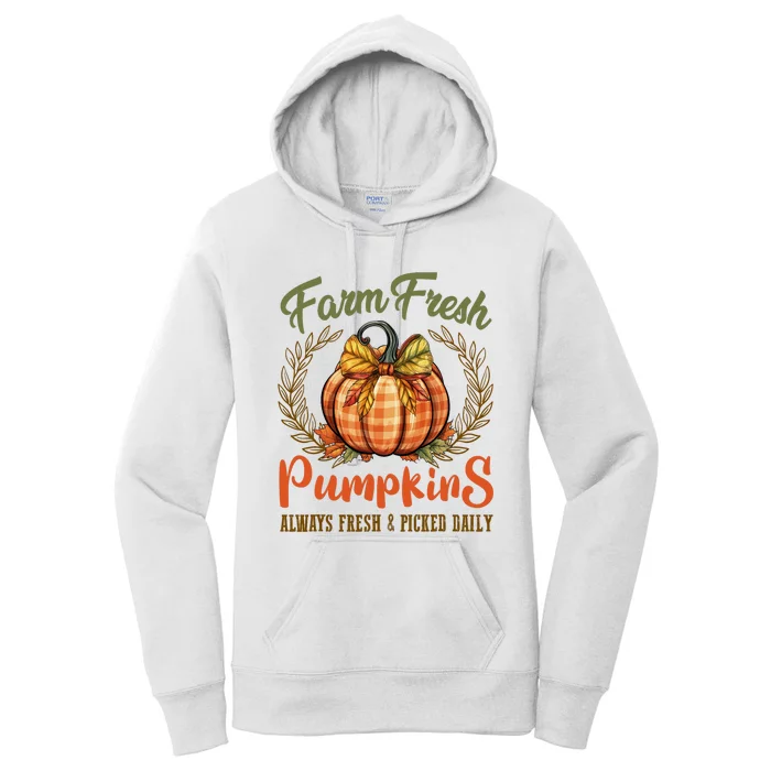 Farm Fresh Pumpkins Fun Autumn Halloween Thanksgiving Fall Women's Pullover Hoodie