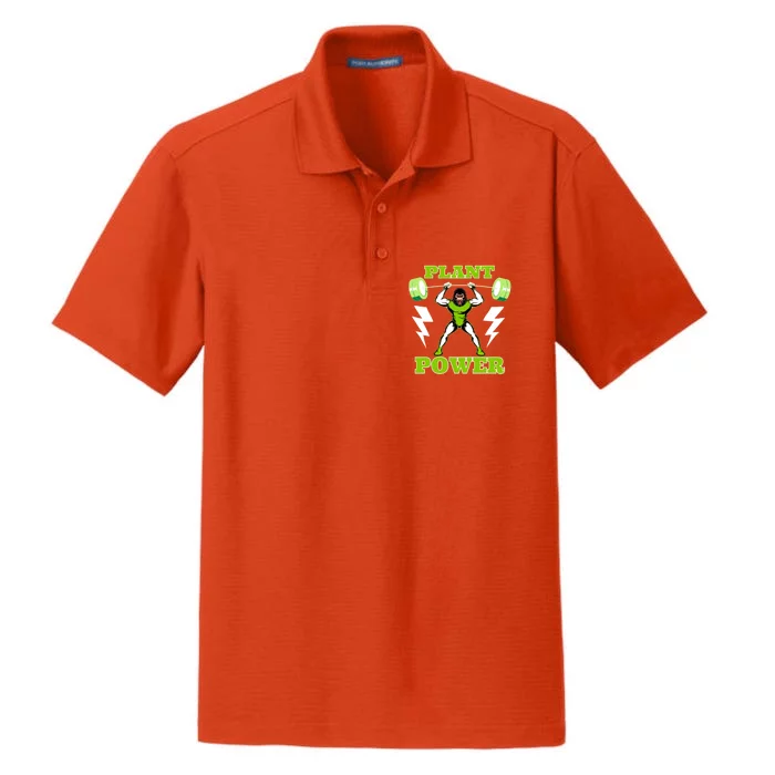 Funny Food Plant Power Vegan Bodybuilder Veggie Foodie Pun Gift Dry Zone Grid Performance Polo